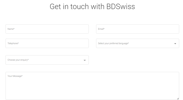 BDSwiss ติดต่อเจ้าหน้าที่