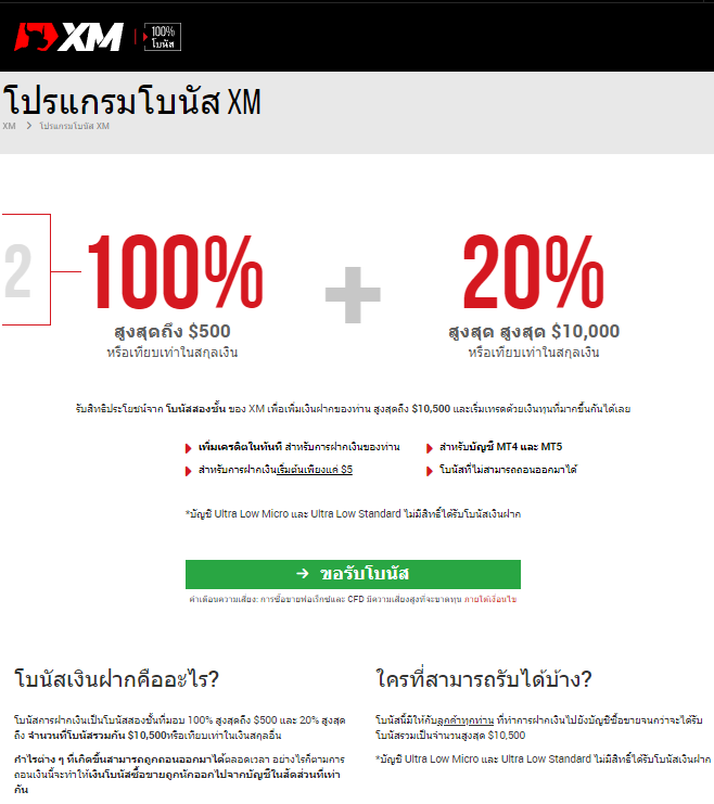 XM โบนัสเงินฝาก