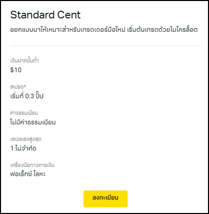 บัญชี Cent Exness